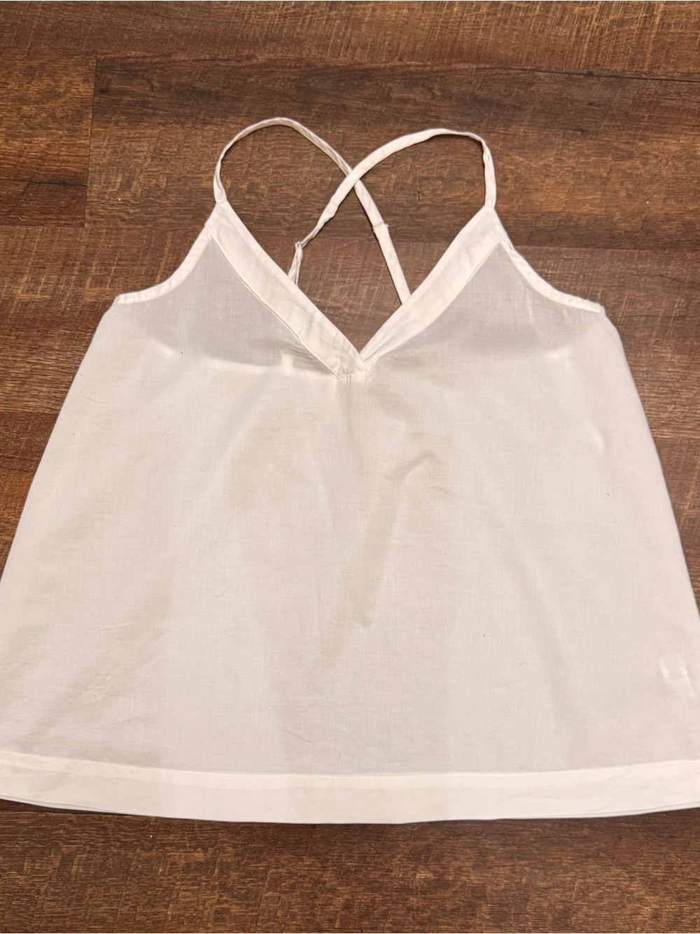 Athleta White Organic Cotton Cross Back Tank Top Womens Large Boho Minimalist
